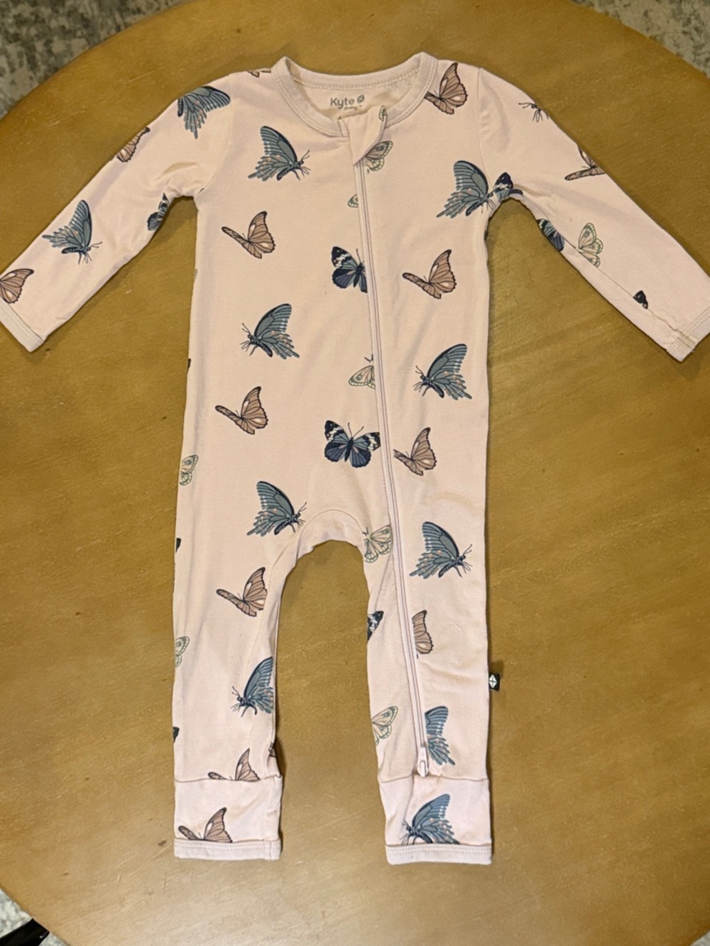 KYTE Baby Zippered Romper (6-12M) - Blush Butterfly
